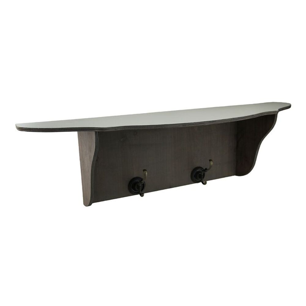 Scratch & Dent White Topped Grey Washed Wood Wall Hook Shelf